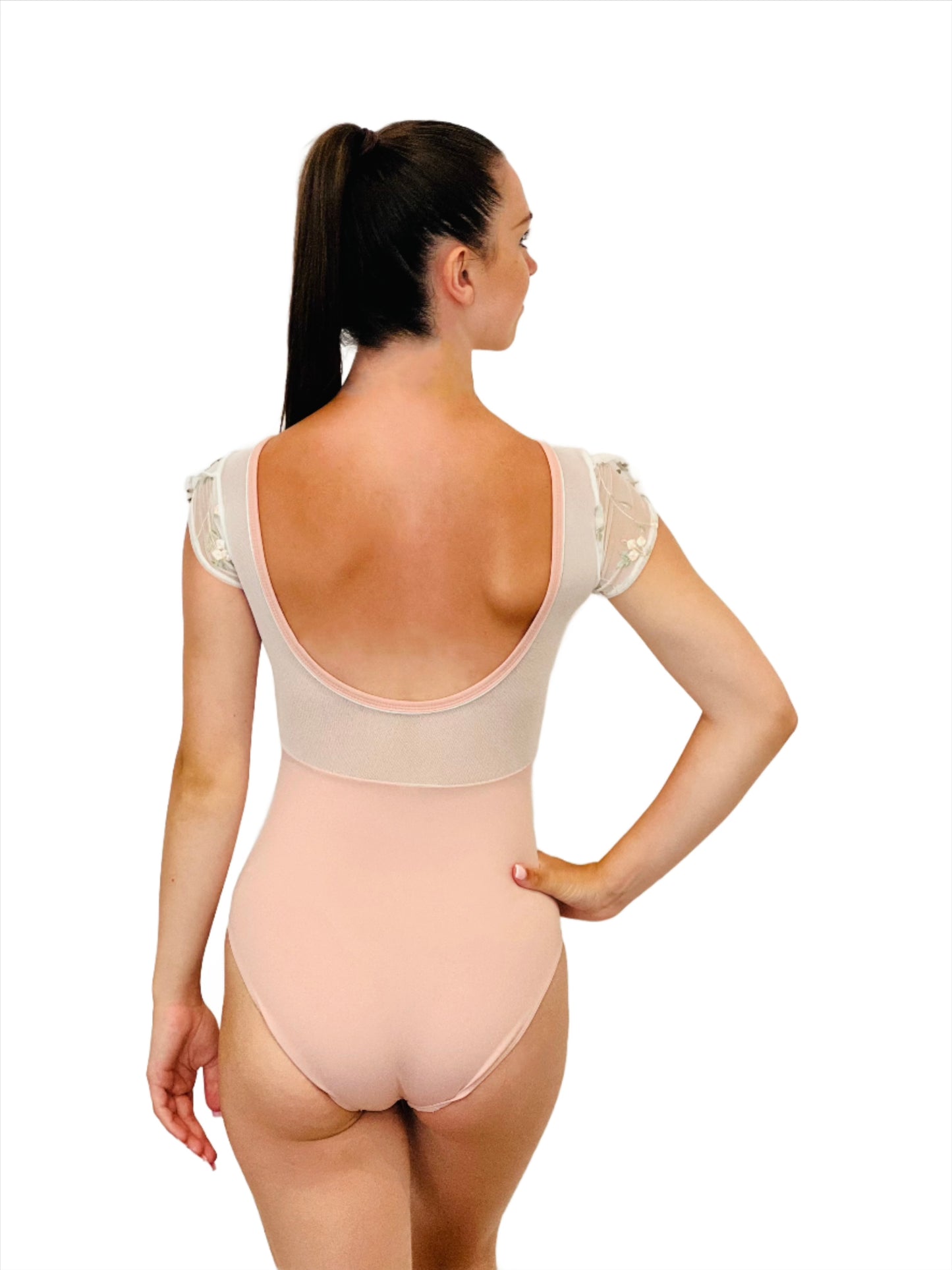 THE COLLECTIVE DANCEWEAR Rose Embroidered Tulip Sleeve Leotard - Grey#mLeotardTHE COLLECTIVE DANCEWEAR