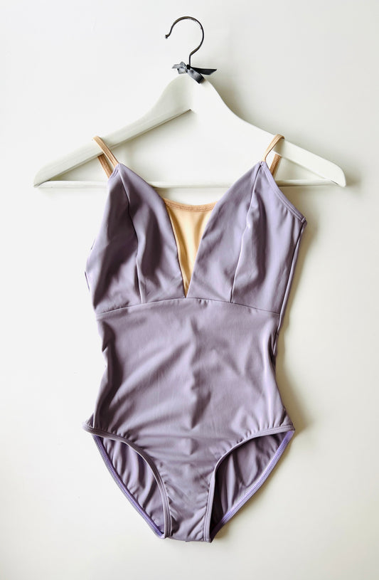 V Mesh Camisole ballet Leotard - Lilac With Nude Straps from the collective dancewear 