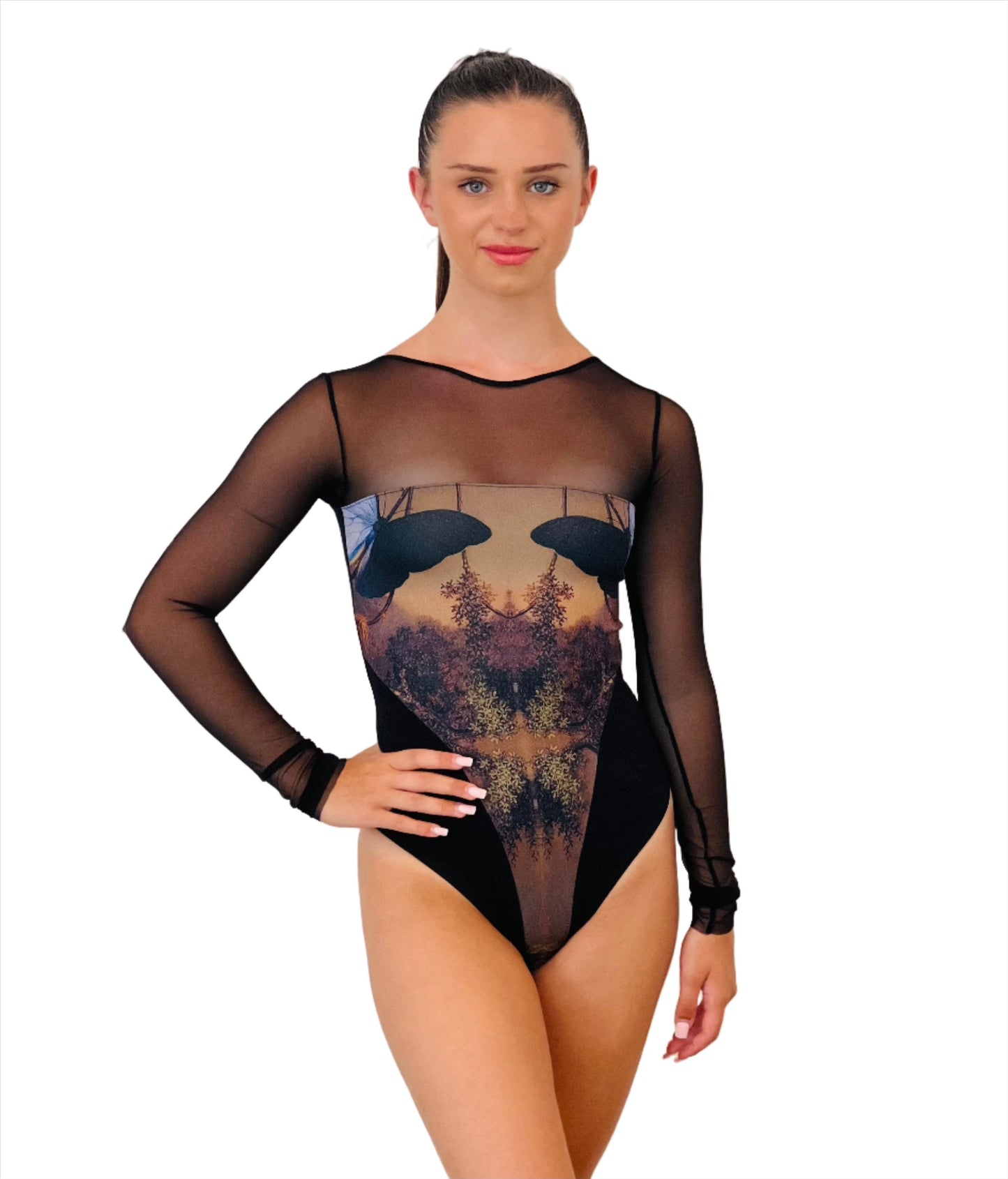 THE COLLECTIVE DANCEWEAR Maldire Marchesa Long Sleeve Leotard - Morpho#mLeotardTHE COLLECTIVE DANCEWEAR