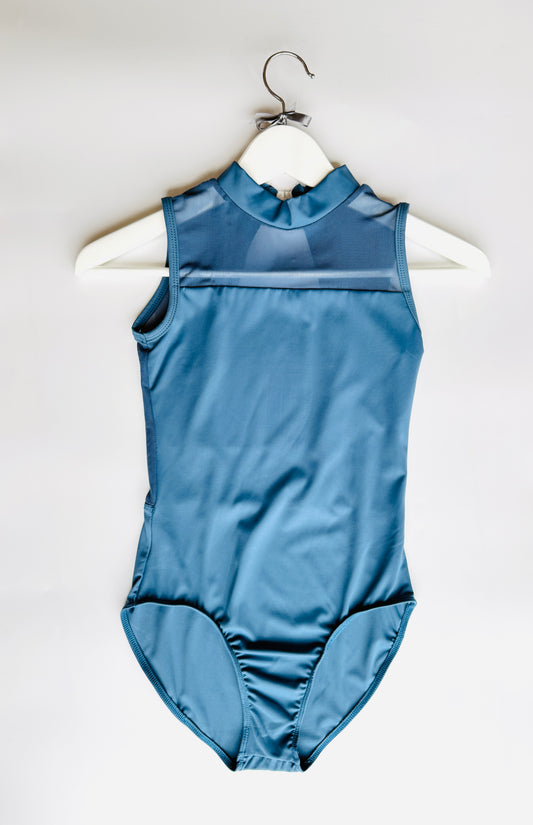 High Neck Sculptured Back Leotard  - Kingfisher Blue