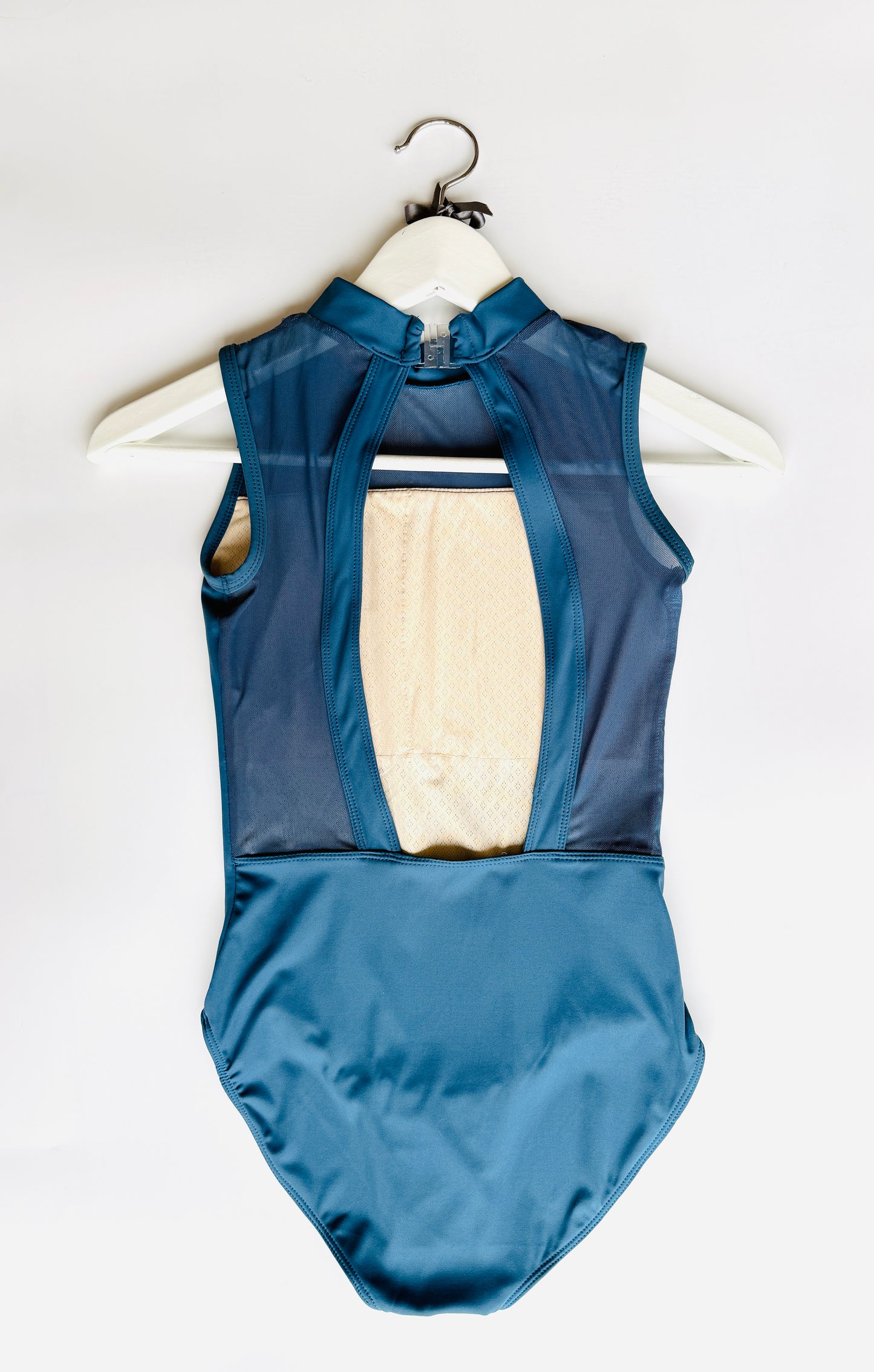 High Neck Sculptured Back Leotard  - Kingfisher Blue
