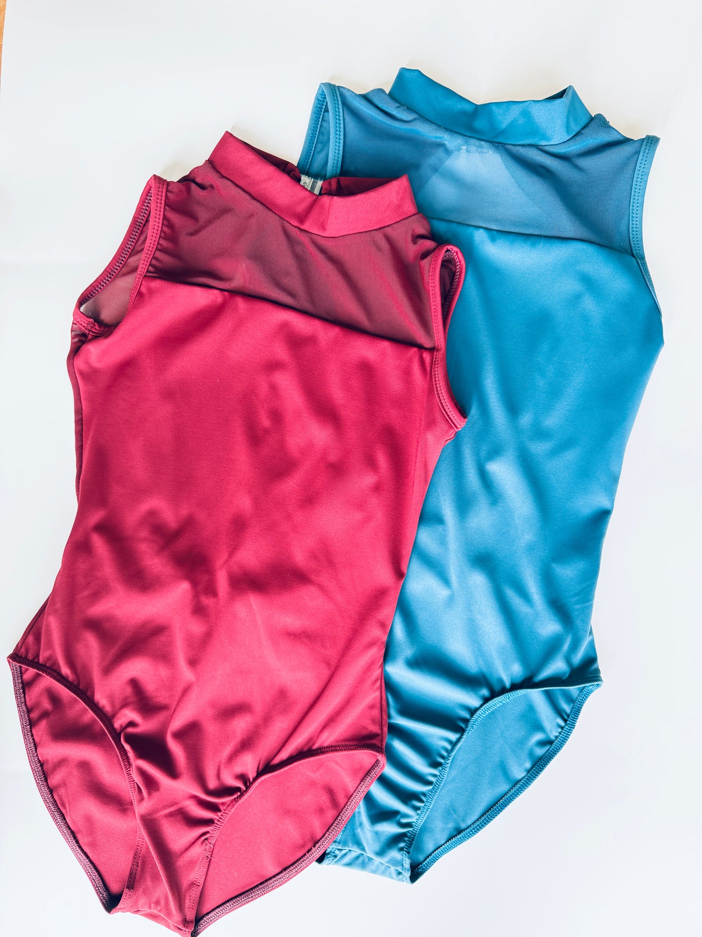High Neck Sculptured Back Leotard  - Cranberry Red