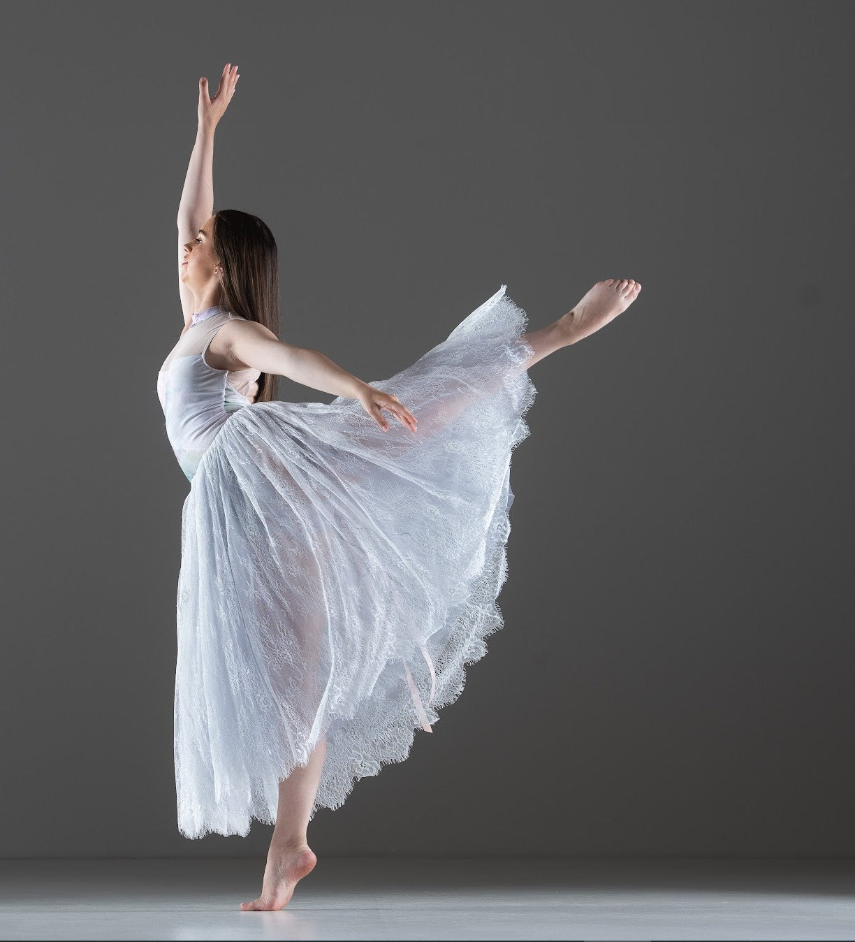 Full lace skirt with pink ribbon The Collective Dancewear