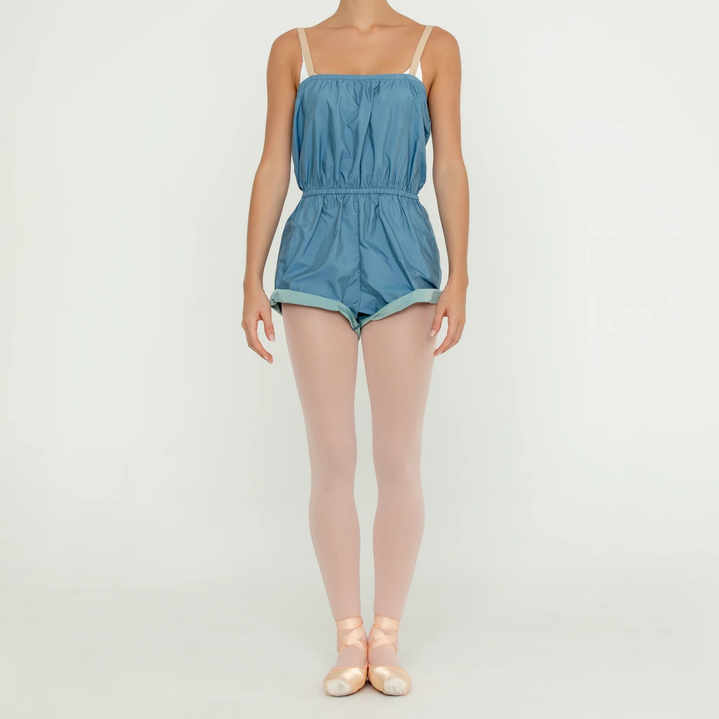Bullet Pointe Micro Warm Up Romper - Slate