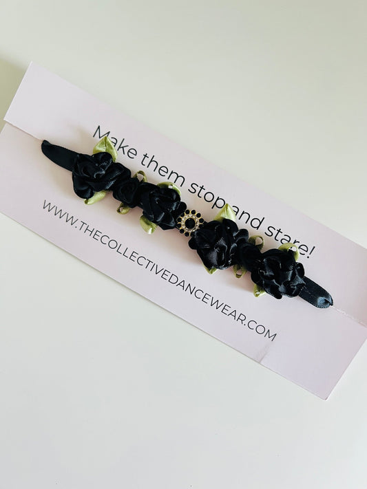 Bun Wrap - Black Flowers with A Sparkly Middle - THE COLLECTIVE DANCEWEARBun Wrap - Black Flowers with A Sparkly MiddlemBun wrapTHE COLLECTIVE DANCEWEAR