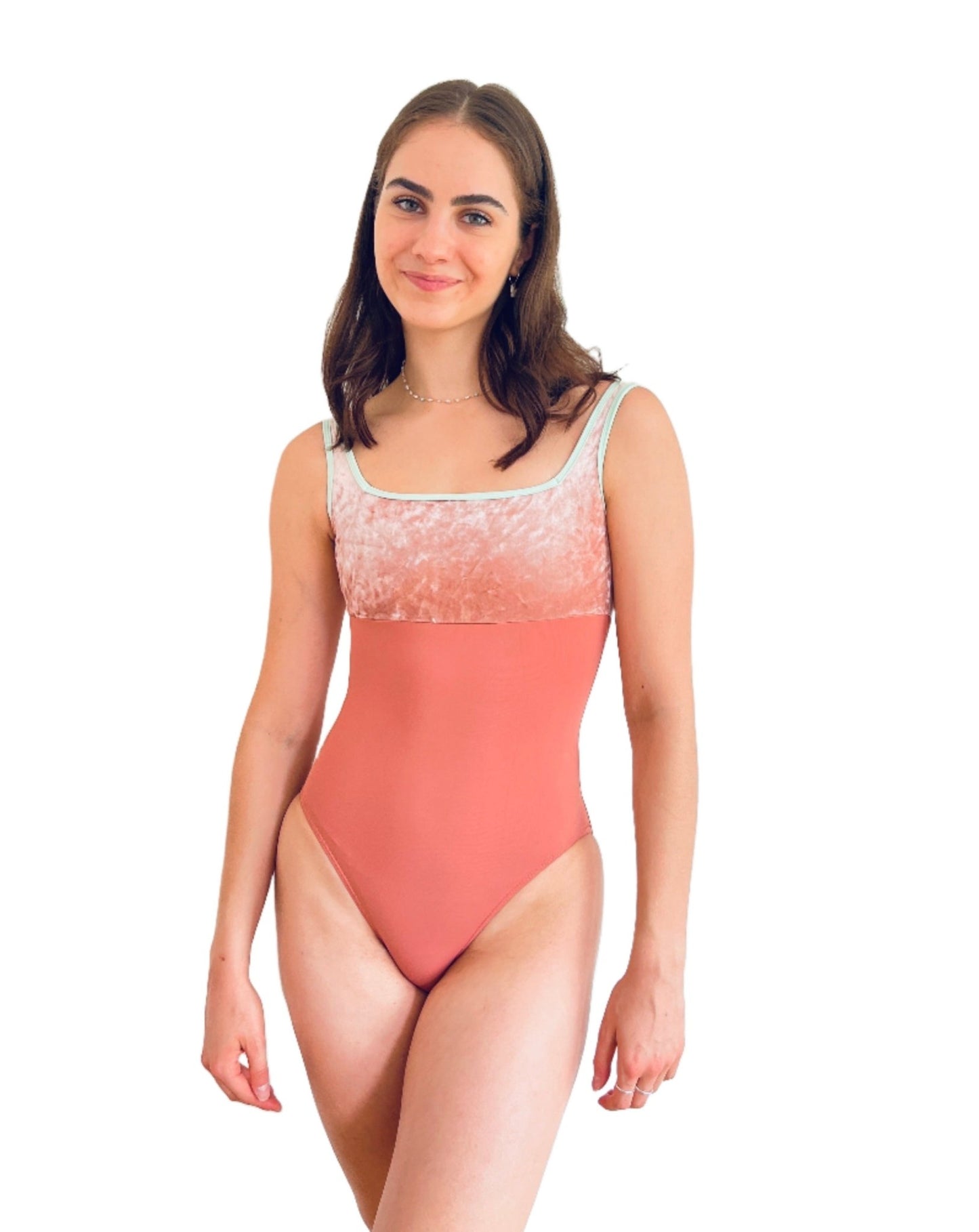 THE COLLECTIVE DANCEWEAR Coral Tank Leotard with Velour Bust#mLeotardTHE COLLECTIVE DANCEWEAR