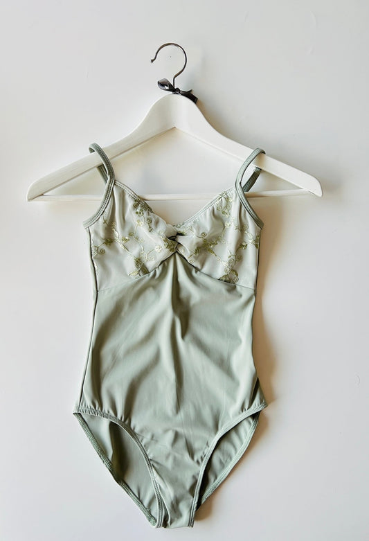 Embroidered Camisole Leotard With Ruching - Sage - THE COLLECTIVE DANCEWEAREmbroidered Camisole Leotard With Ruching - Sage#mLeotardTHE COLLECTIVE DANCEWEAR