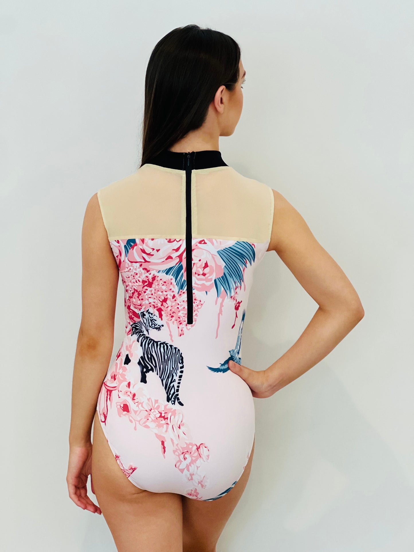 High Neck Leotard -Tiger Print