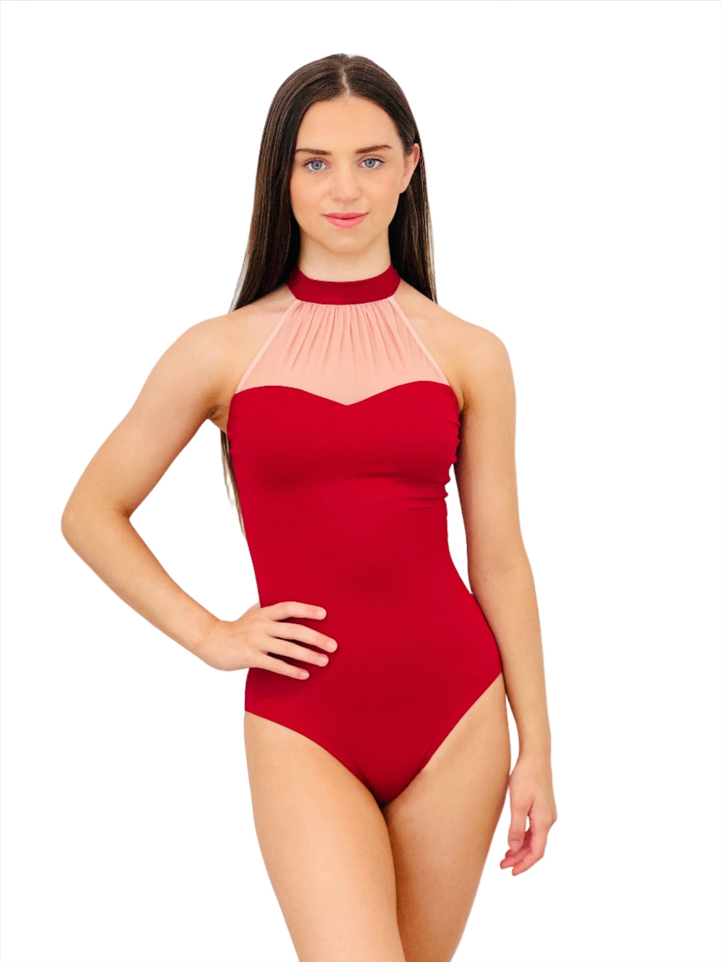 The Sweetheart High Neck Leotard - Red