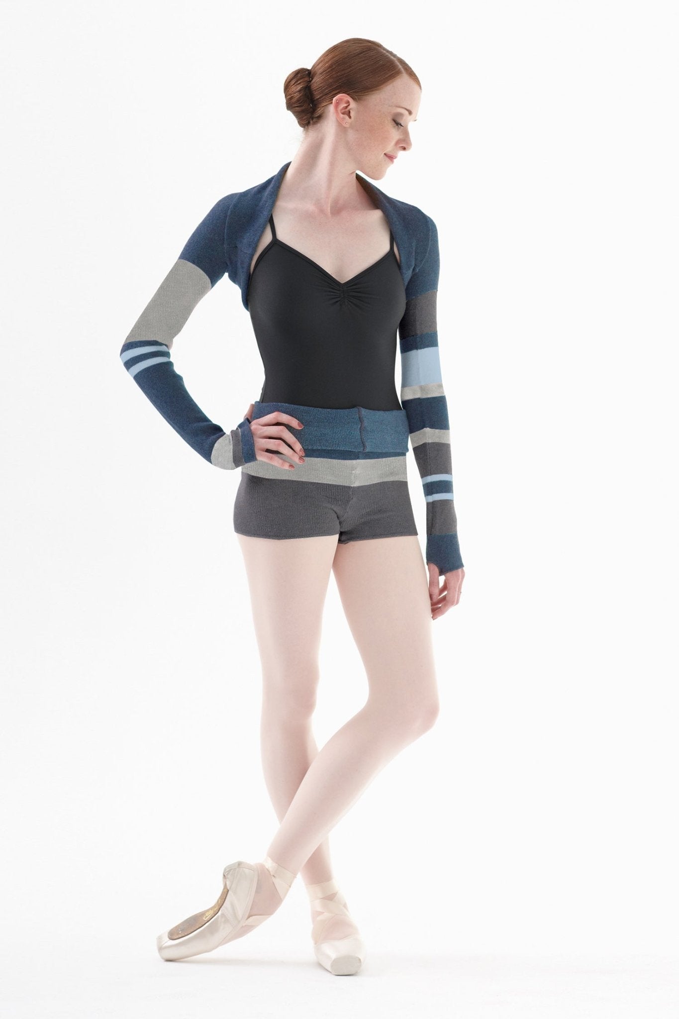 Intermezzo Mansurbi Knitted Warmup Shrug - Blue and Grey - THE COLLECTIVE DANCEWEARIntermezzo Mansurbi Knitted Warmup Shrug - Blue and Grey#mwarm upsTHE COLLECTIVE DANCEWEAR
