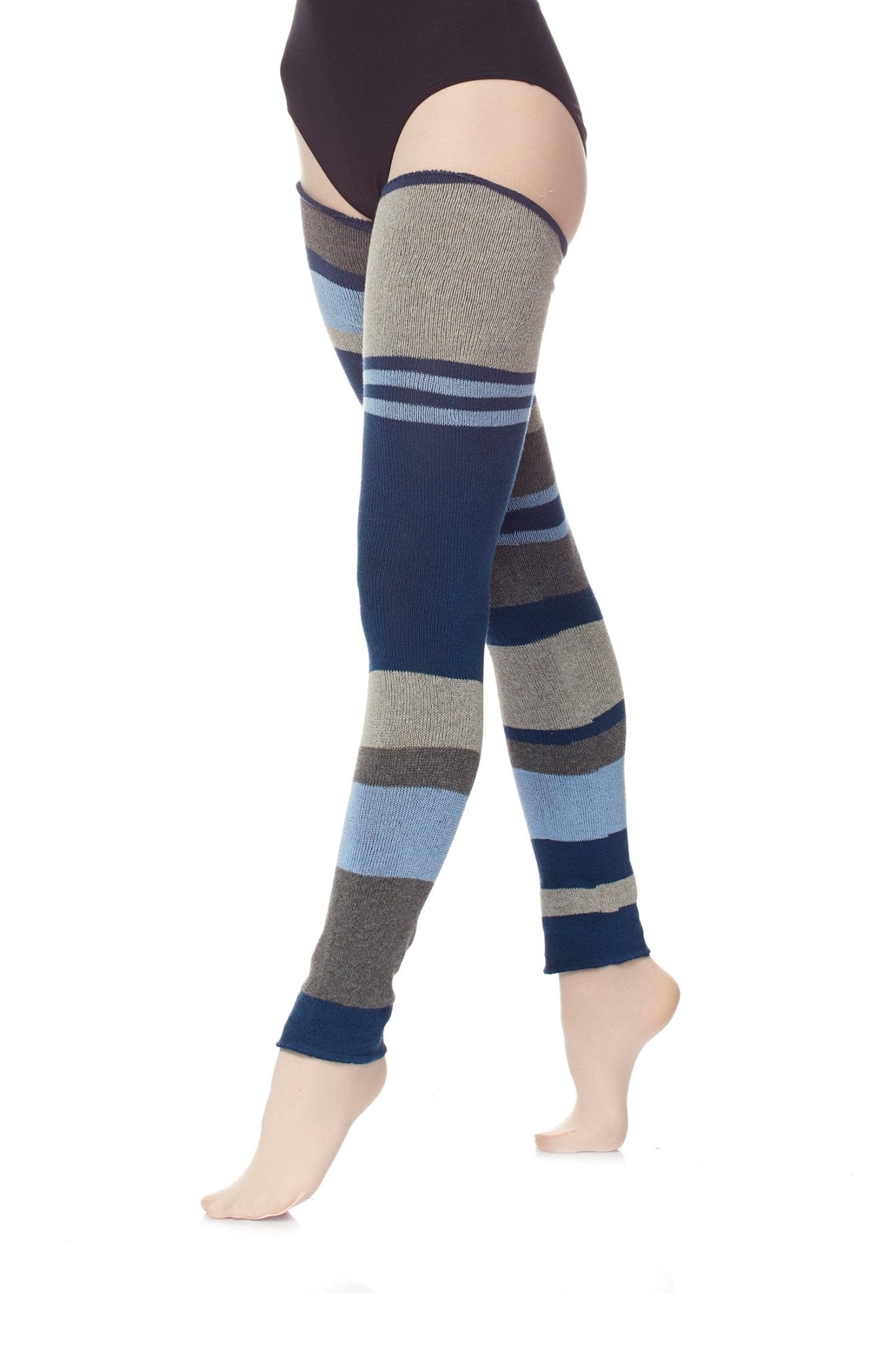 THE COLLECTIVE DANCEWEAR Intermezzo Maxisurbi Long Legwarmers - Mixed Blues & Grey#mwarm upsTHE COLLECTIVE DANCEWEAR