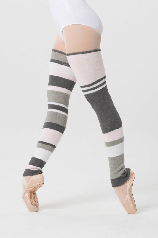 THE COLLECTIVE DANCEWEAR Intermezzo Maxisurbi Long Legwarmers - Mixed Greys & Pale Pink#mwarm upsTHE COLLECTIVE DANCEWEAR