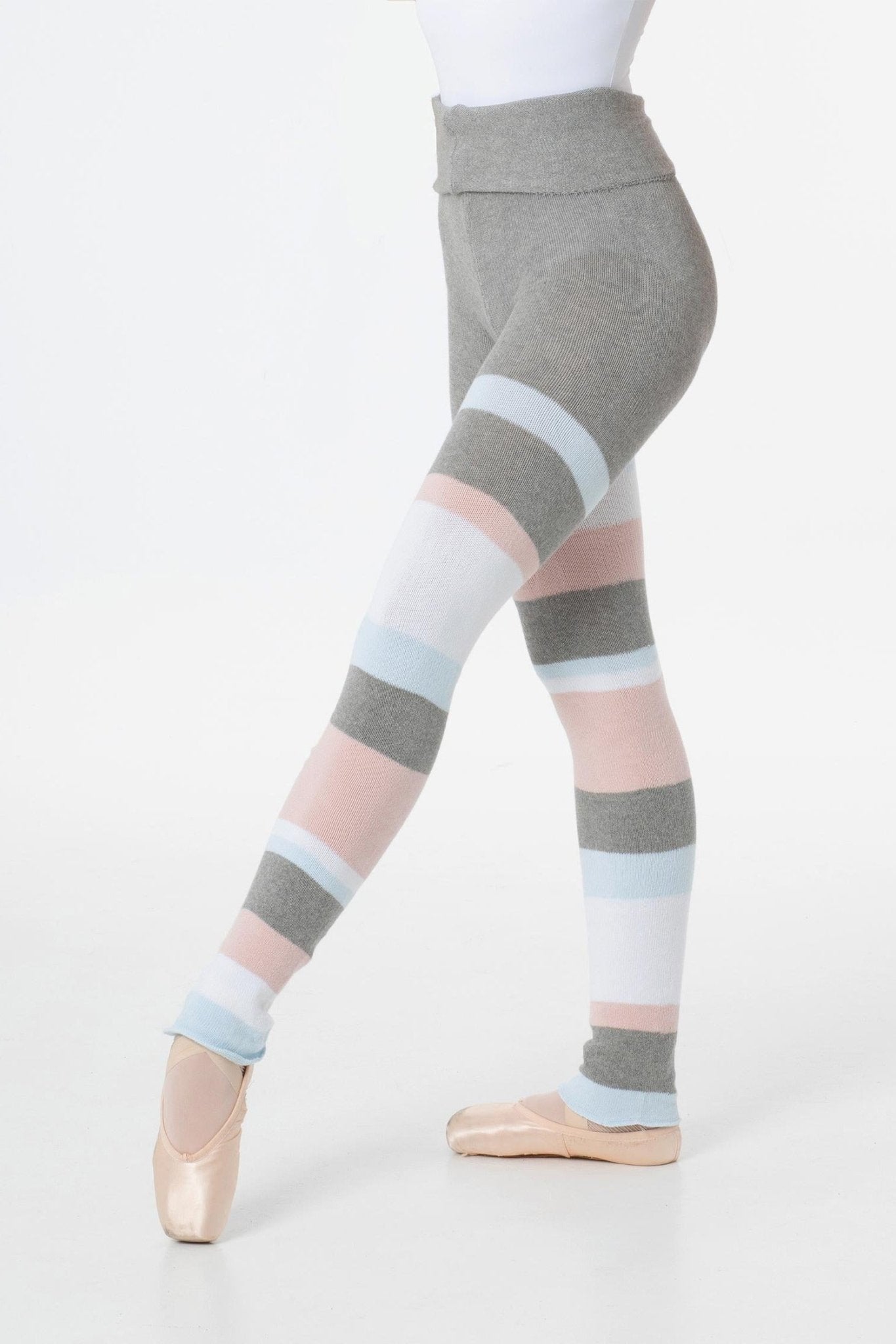 Intermezzo Panlongband Knitted Warmup Pants - Grey, Pink, Blue and White#mwarm upsTHE COLLECTIVE DANCEWEAR
