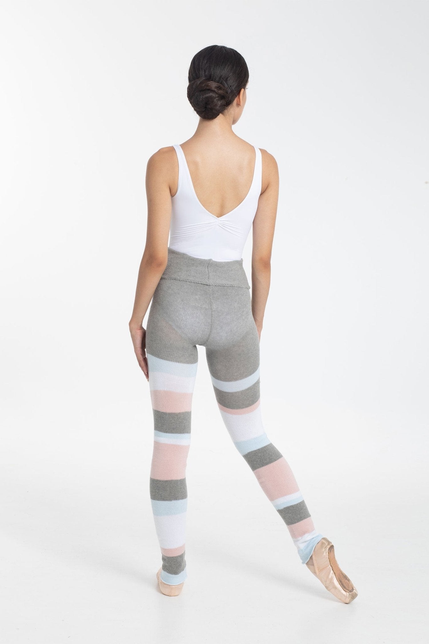 Intermezzo Panlongband Knitted Warmup Pants - Grey, Pink, Blue and White#mwarm upsTHE COLLECTIVE DANCEWEAR