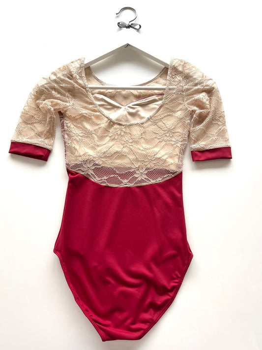 THE COLLECTIVE DANCEWEAR Lace Sleeve Leotard - Red#mLeotardTHE COLLECTIVE DANCEWEAR