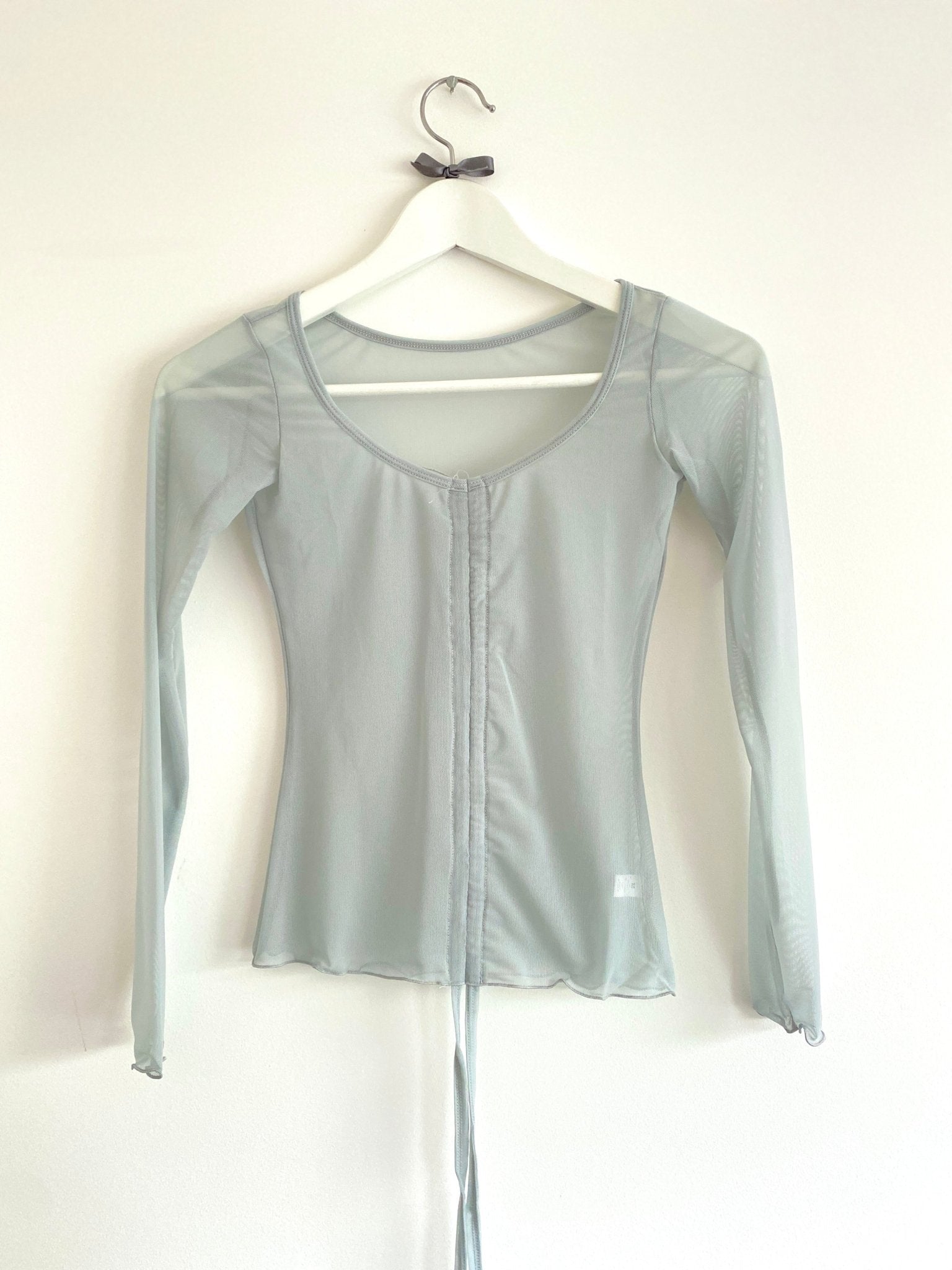 Lyrical Mesh Top Long Sleeve GreenLyrical Gathered Mesh Top Long Sleeve - Dusky Green#mWARMUPSTHE COLLECTIVE DANCEWEAR