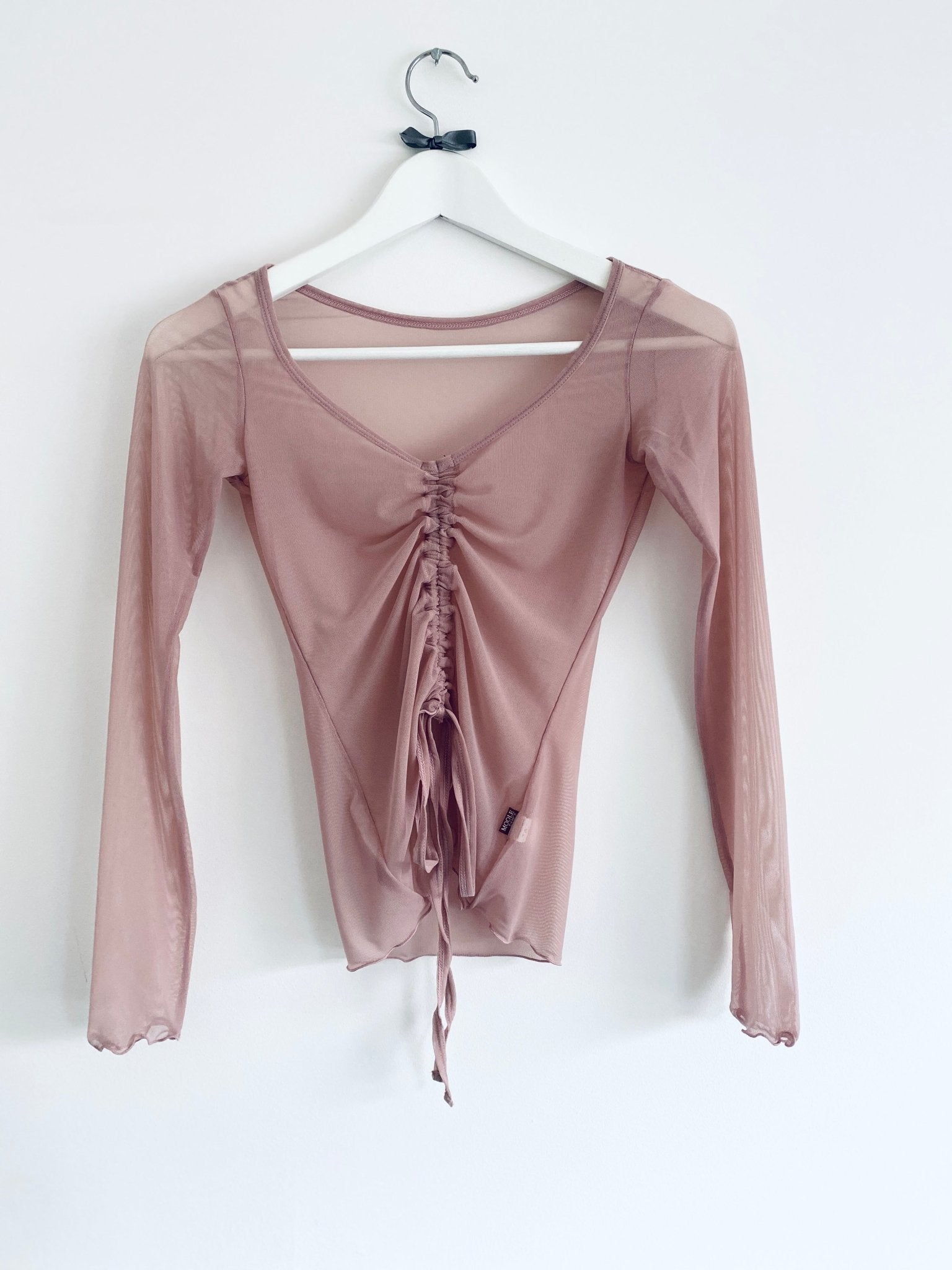 Lyrical Gathered Mesh Top Long Sleeve PinkLyrical Gathered Mesh Top Long Sleeve - Dusky Pink#mWARMUPSTHE COLLECTIVE DANCEWEAR