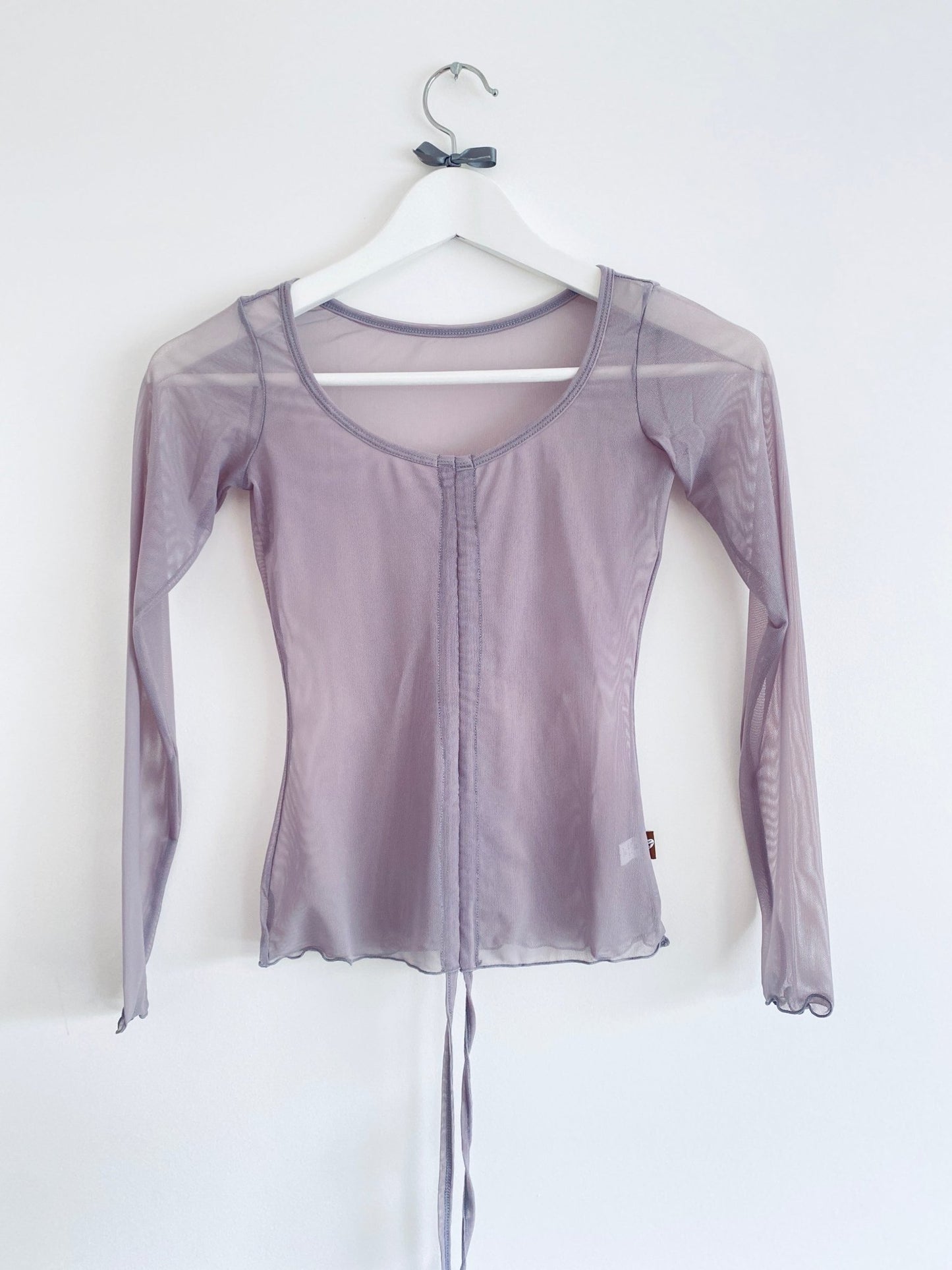Lyrical Gathered Mesh Top Long SleeveLyrical Gathered Mesh Top Long Sleeve - Dusky Purple#mWARMUPSTHE COLLECTIVE DANCEWEAR