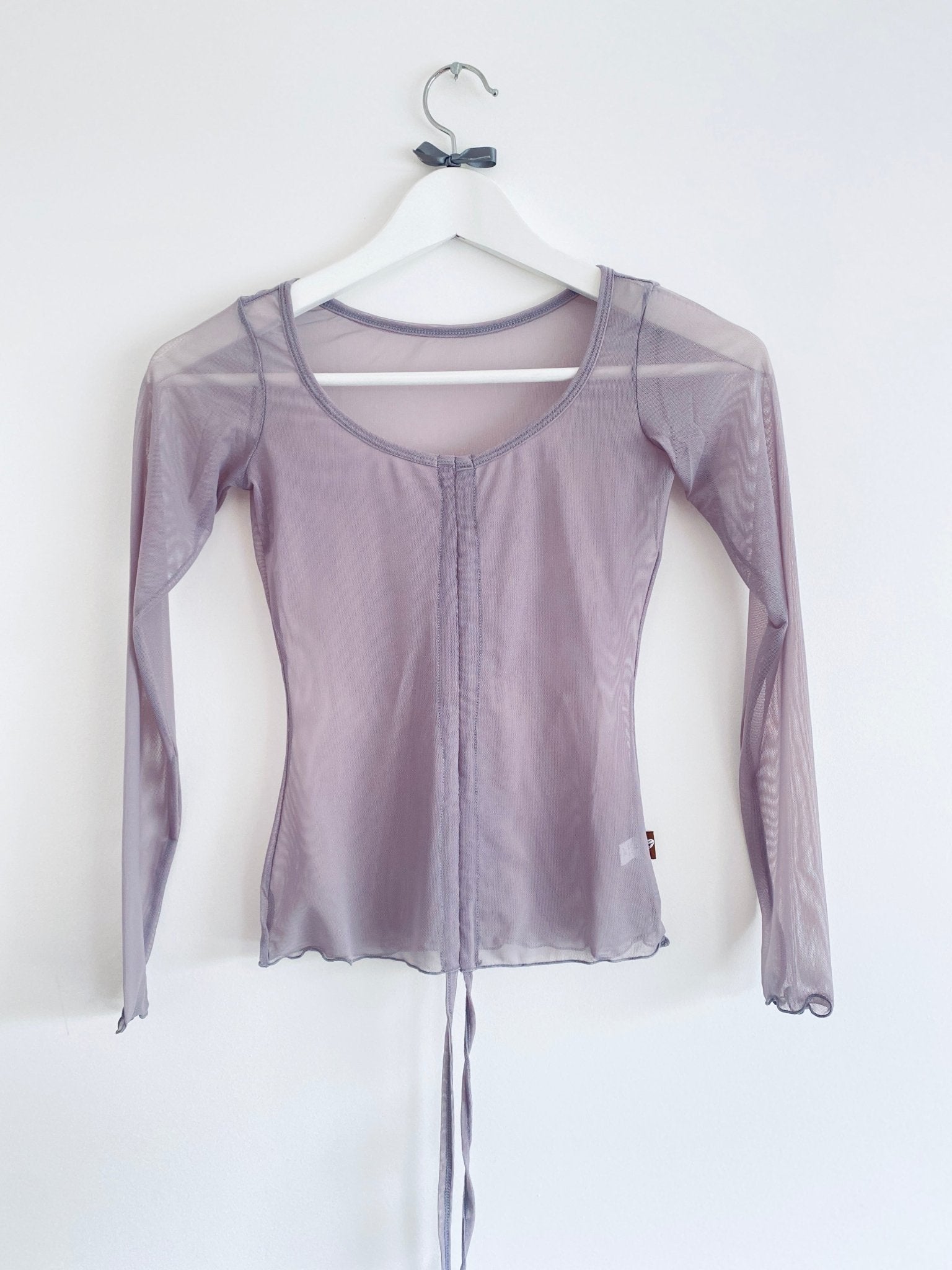 Lyrical Gathered Mesh Top Long SleeveLyrical Gathered Mesh Top Long Sleeve - Dusky Purple#mWARMUPSTHE COLLECTIVE DANCEWEAR