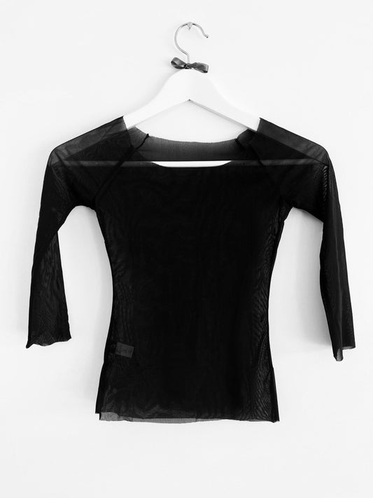 Mesh Top 3/4 Sleeve - Black - THE COLLECTIVE DANCEWEARMesh Top 3/4 Sleeve - Black#mWARMUPSTHE COLLECTIVE DANCEWEAR