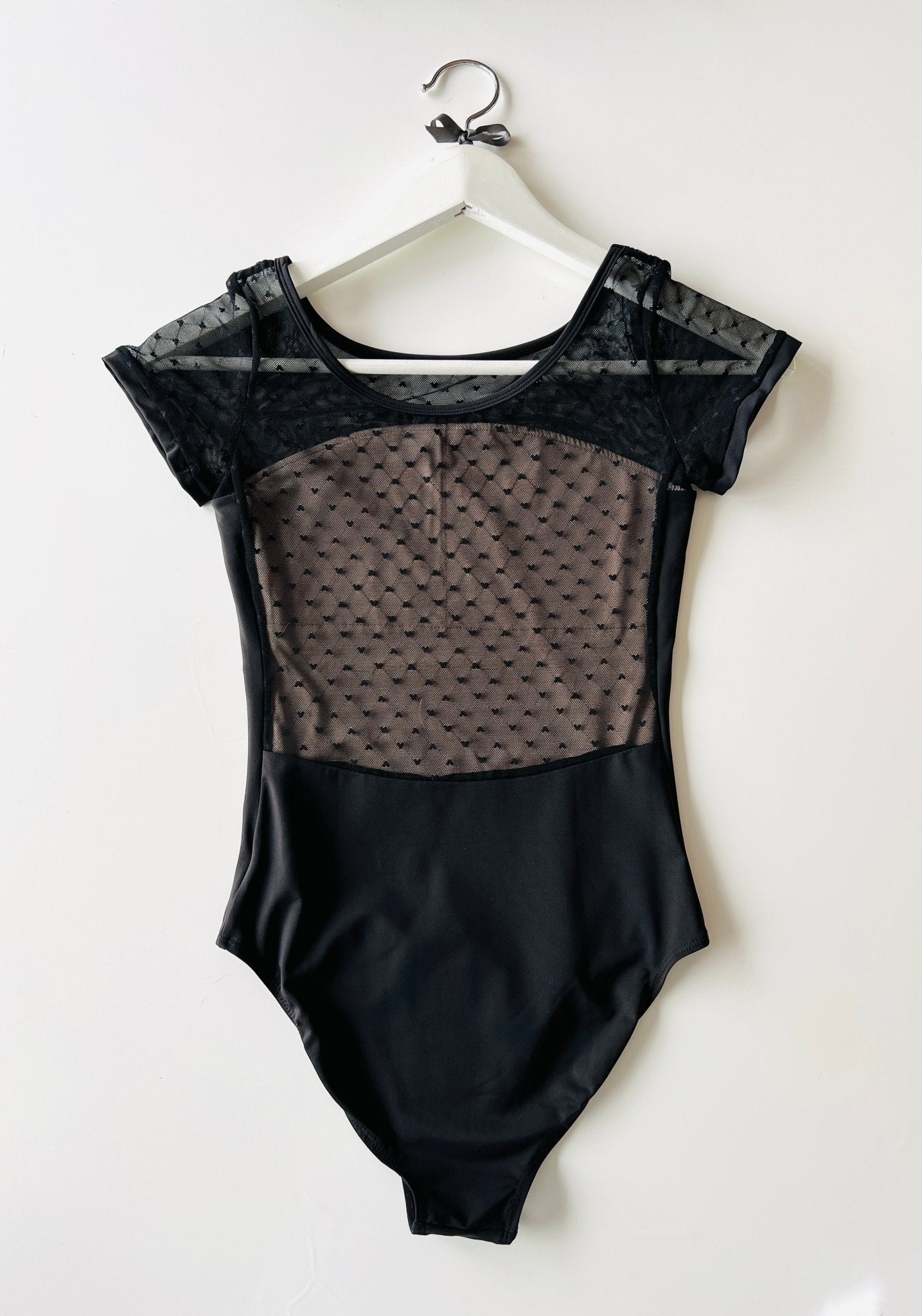 THE COLLECTIVE DANCEWEAR Patterned Mesh Leotard With Cap Sleeves - Black#mLeotardTHE COLLECTIVE DANCEWEAR