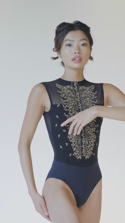 Ballet Rosa Harper leotard in Black with Gold from The Collective dancewear