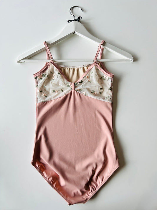 THE COLLECTIVE DANCEWEAR Rose Embroidered Camisole Kids Leotard - Pink#mLeotardTHE COLLECTIVE DANCEWEAR