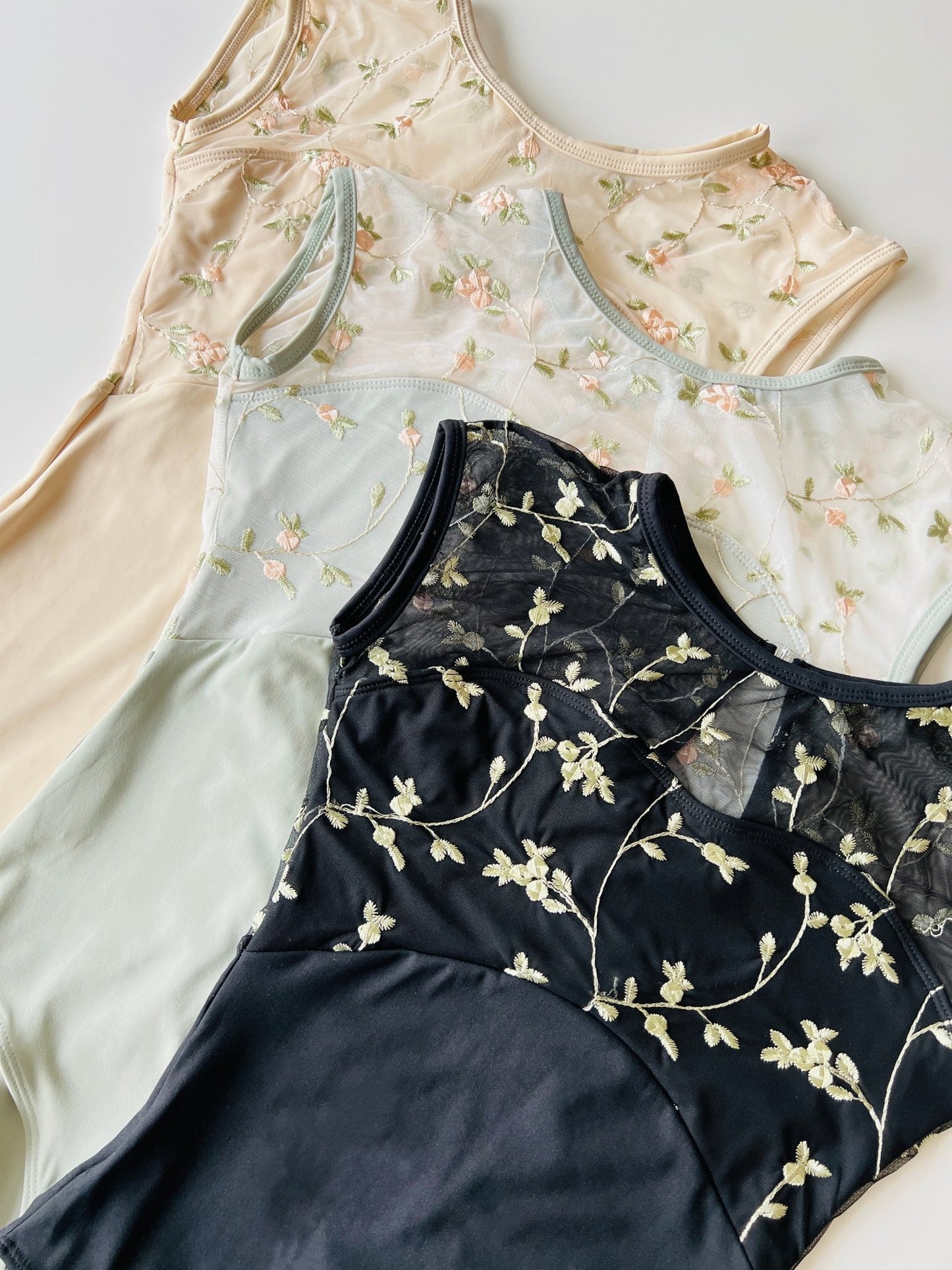 THE COLLECTIVE DANCEWEAR Rose Embroidered Cap Sleeve Leotard - Black#mLeotardTHE COLLECTIVE DANCEWEAR