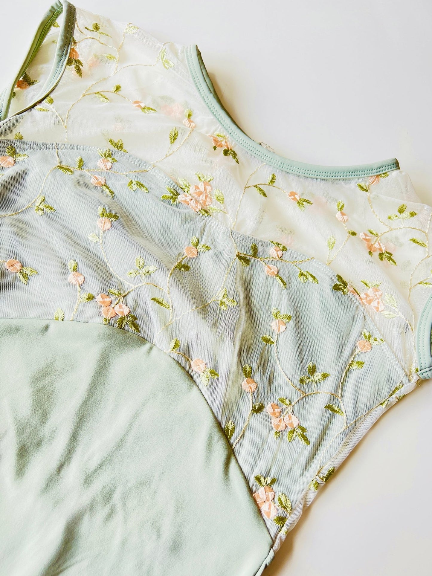 THE COLLECTIVE DANCEWEAR Rose Embroidered Cap Sleeve Leotard - Sage#mLeotardTHE COLLECTIVE DANCEWEAR