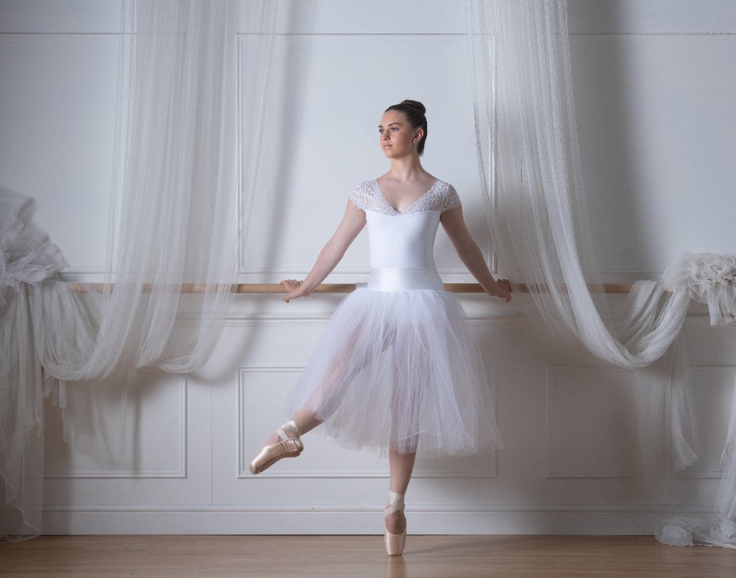 Sonata Leila Deep Lace Leotard White COLLECTIVESonata Leila Deep Lace Back Leotard - White#mLeotardTHE COLLECTIVE DANCEWEAR