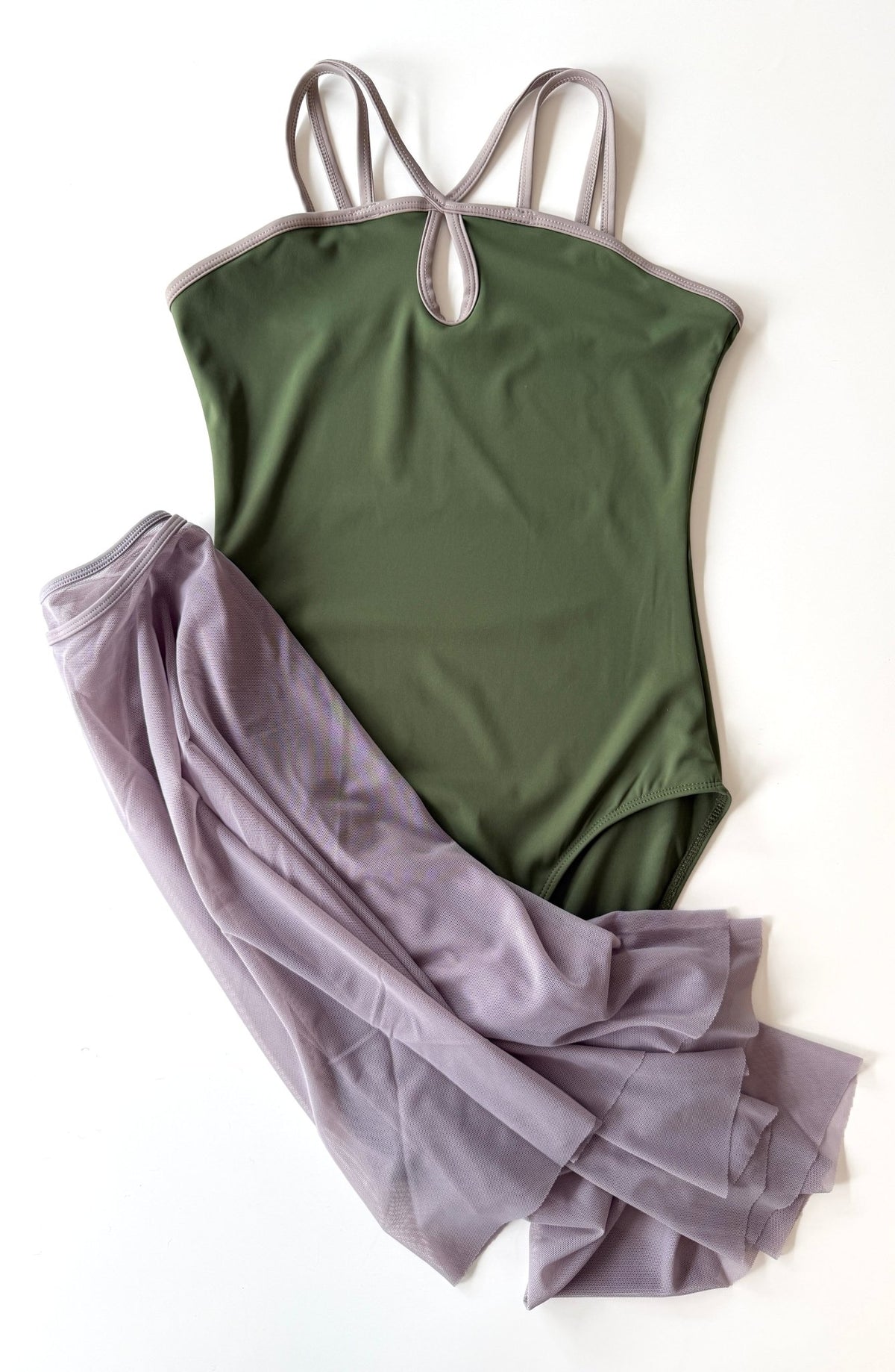 The Olive Green Camisole With Double Contrasting Straps - Collective DancewearThe Olive Green Camisole With Double Contrasting StrapsmLeotardCollective Dancewear