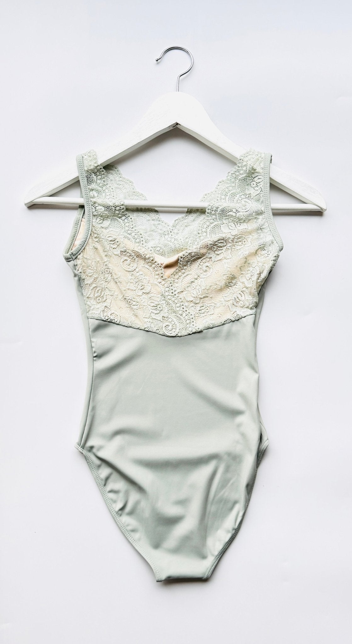 The V Neck Lace Leotard - Sage - Collective DancewearThe V Neck Lace Leotard - Sage#mLeotardCollective Dancewear
