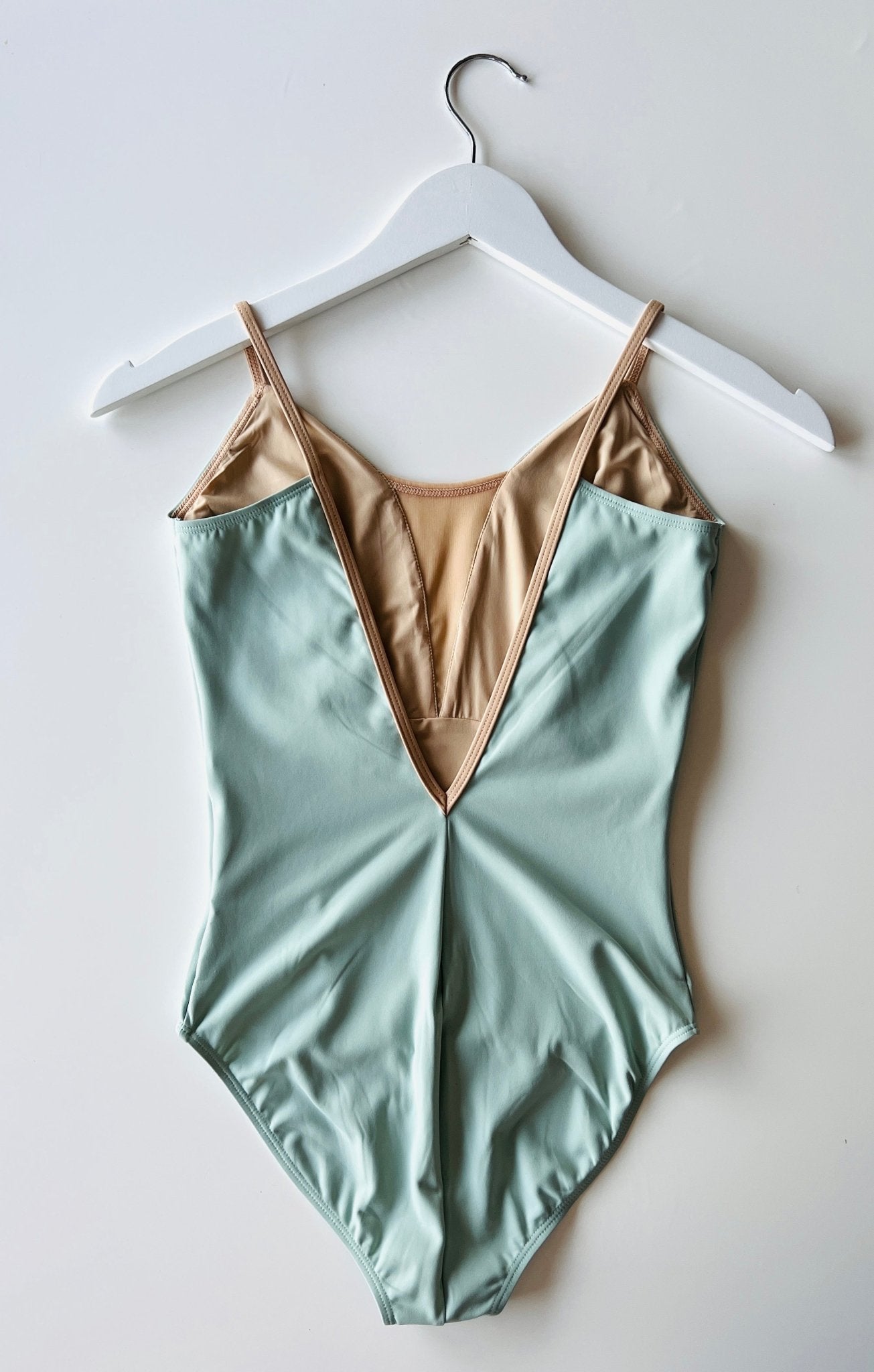 V Mesh Camisole Leotard - Mint Green With Nude Straps - THE COLLECTIVE DANCEWEARV Mesh Camisole Leotard - Mint Green With Nude Straps#mLeotardTHE COLLECTIVE DANCEWEAR