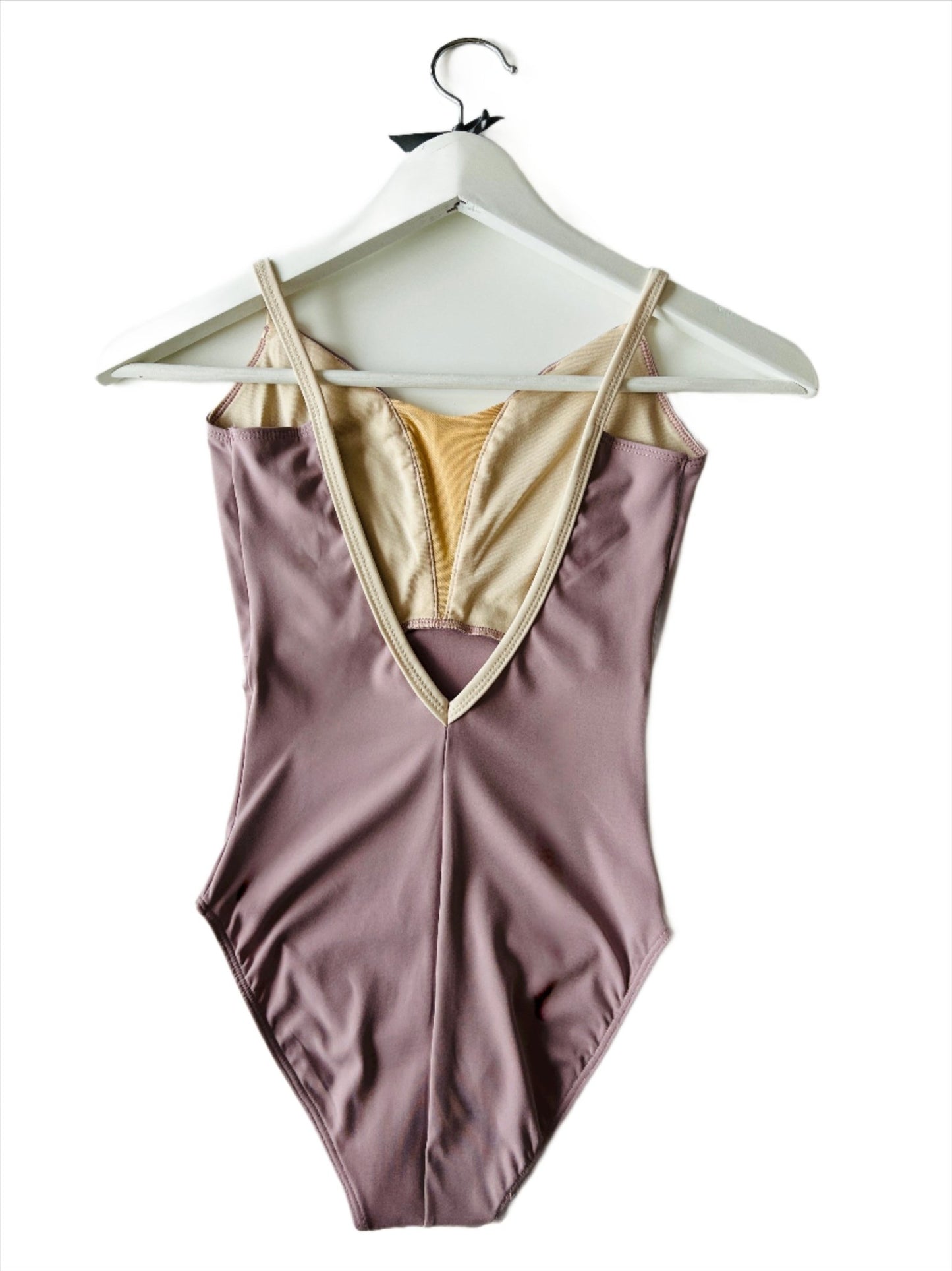 THE COLLECTIVE DANCEWEAR V Mesh Camisole Leotard - Pink Lavender With Nude Straps#mLeotardTHE COLLECTIVE DANCEWEAR