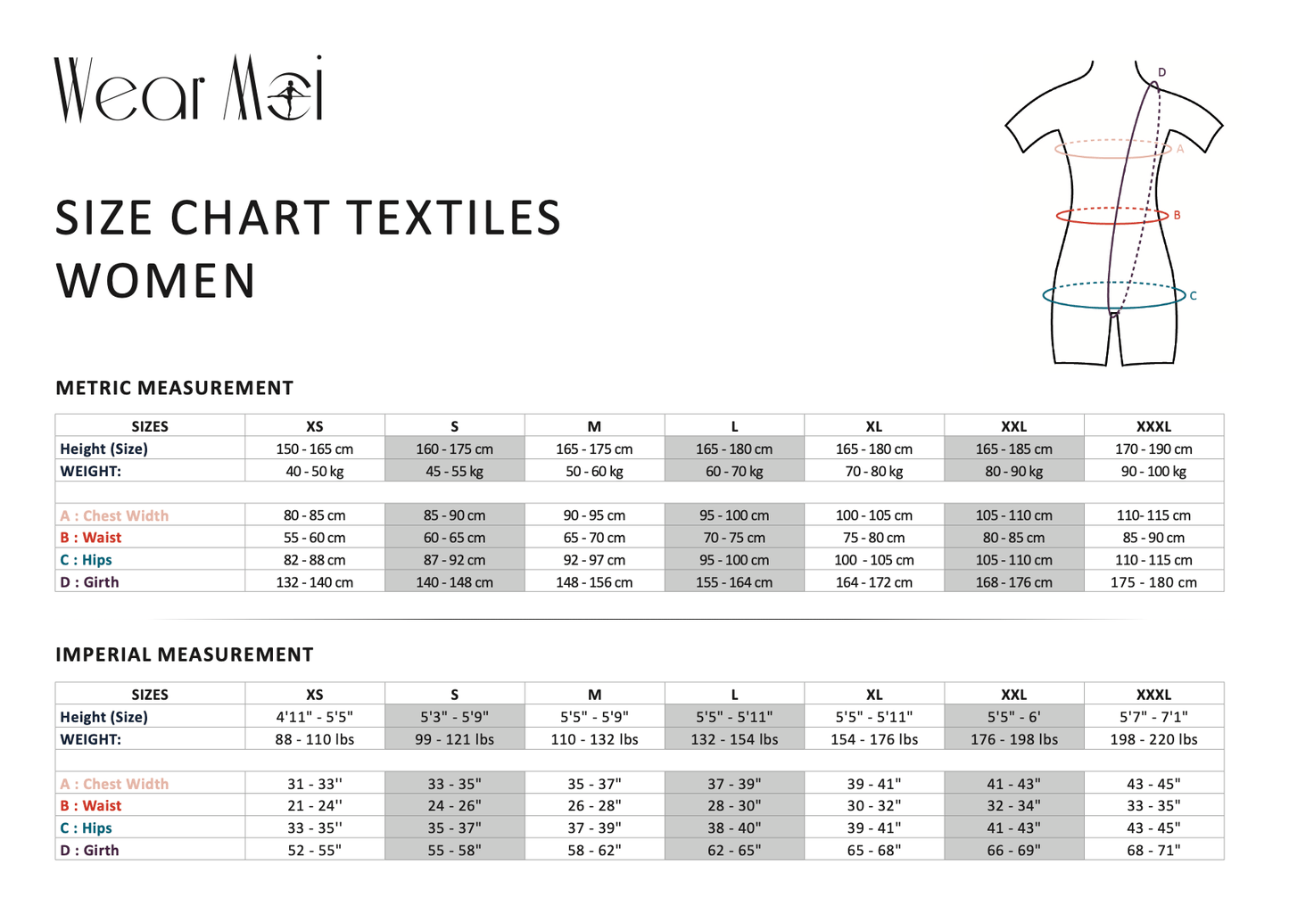 THE COLLECTIVE DANCEWEAR Wear MoiSize Chart for leotards#mLeotardTHE COLLECTIVE DANCEWEAR