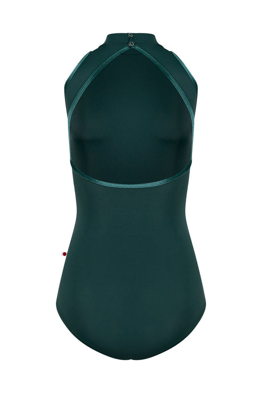 Yumiko Noe Halter Neck Leotard - Kale Green With Velvet Trim - THE COLLECTIVE DANCEWEARYumiko Noe Halter Neck Leotard - Kale Green With Velvet TrimmLeotardTHE COLLECTIVE DANCEWEAR