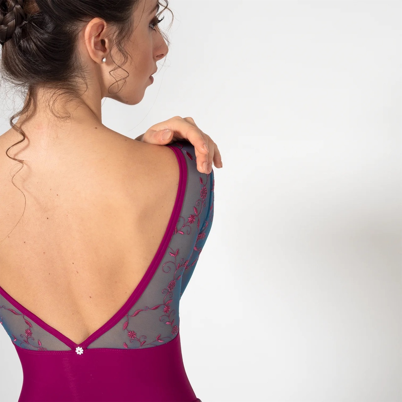 Dellalo Milano leotard with deep back and embroidery from the collective dancewear