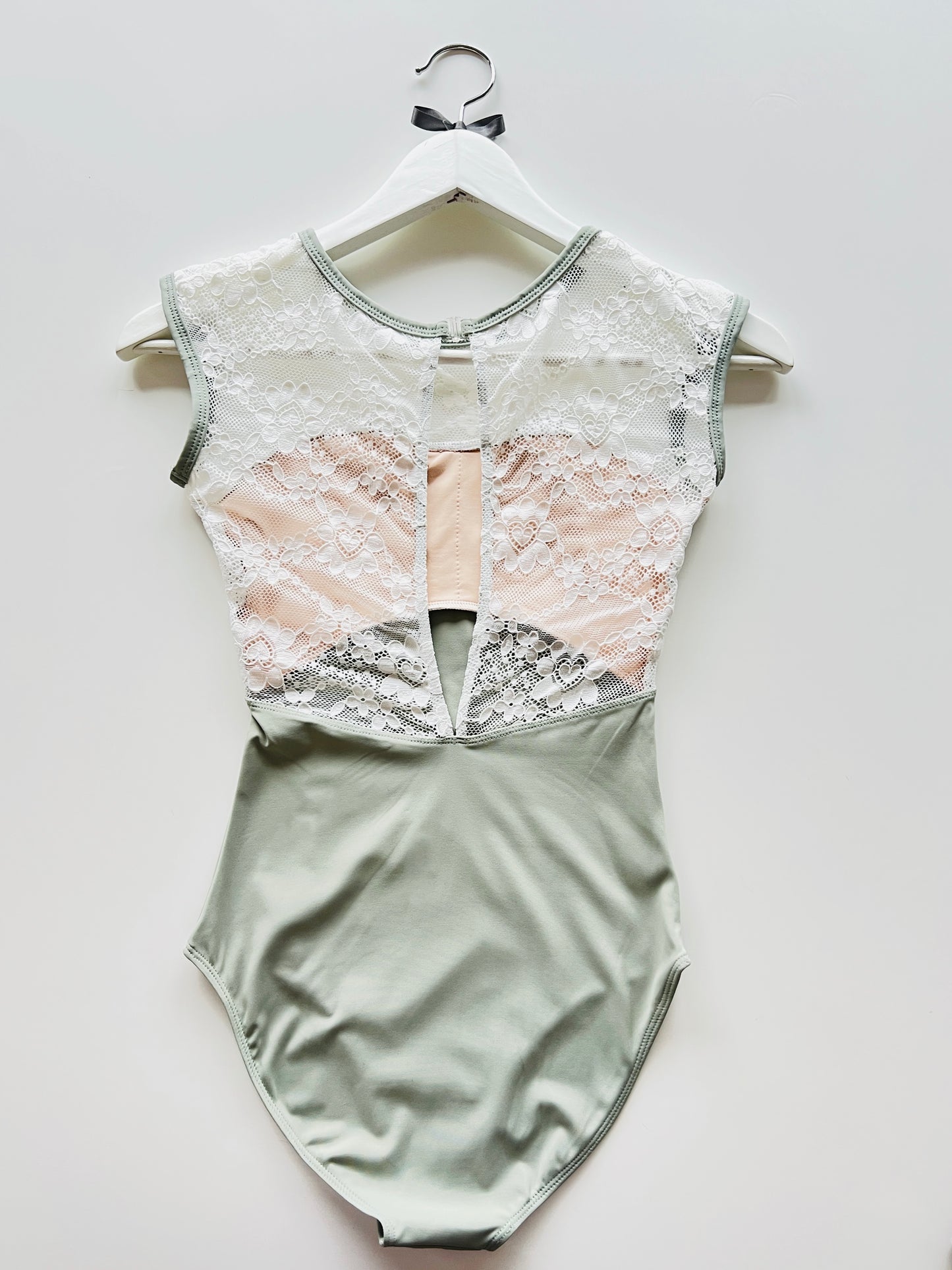 Lace cap sleeve ballet leotard i sage green from The Collective Dancewear
