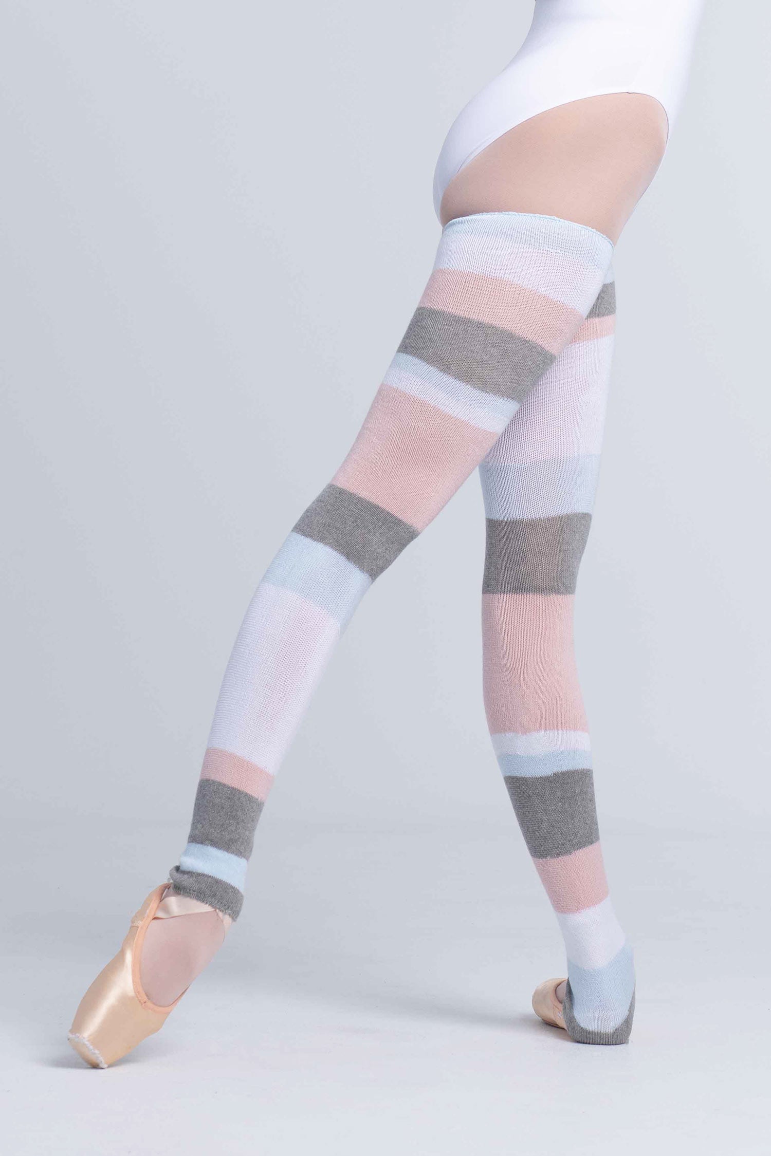 Intermezzo long legwarmers Maxiband in grey, blue and pink from The Collective Dancewear