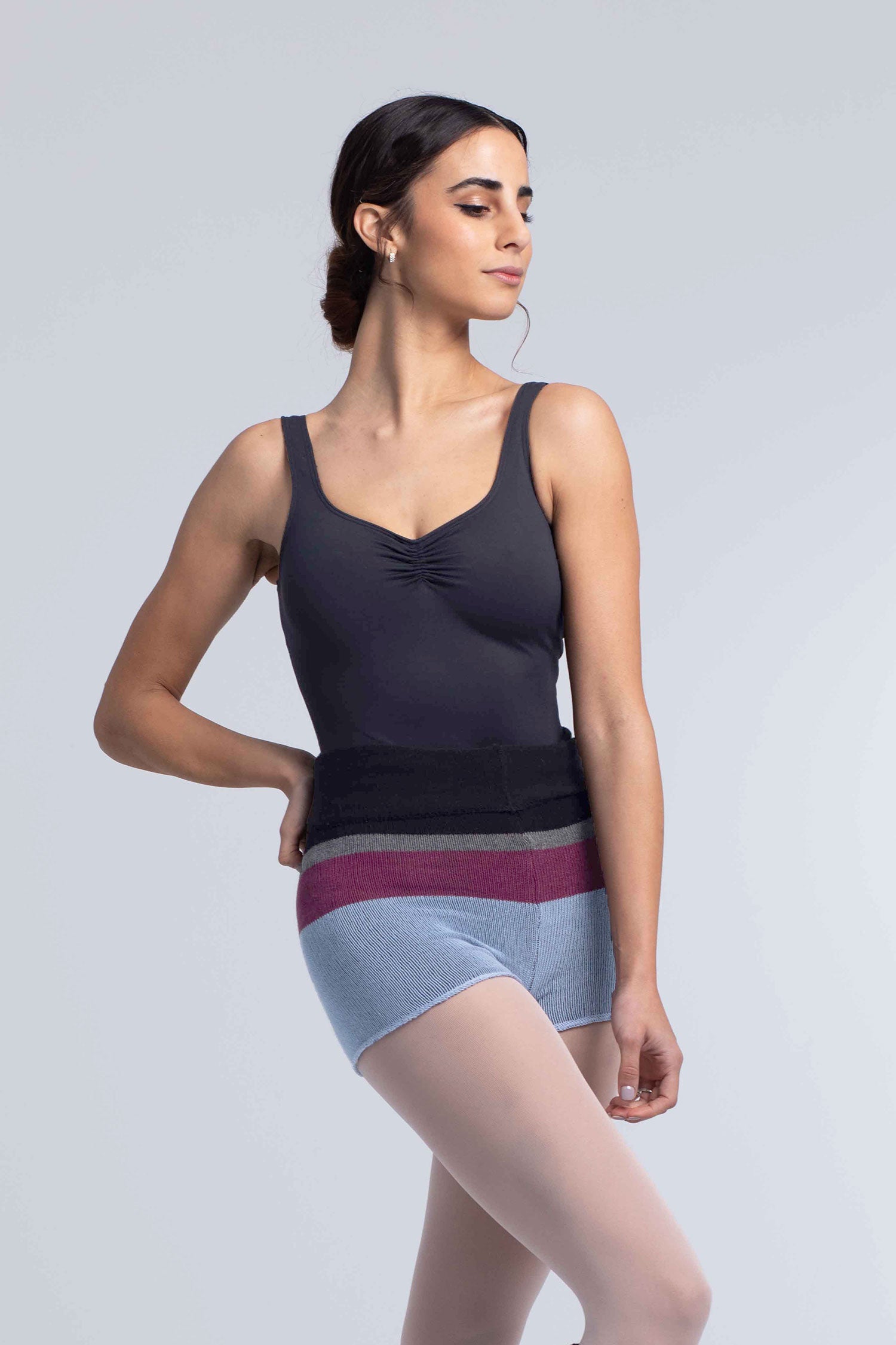 Intermezzo Panshortband Knitted Shorts - Black, Blue & Wine from The Collective Dancewear