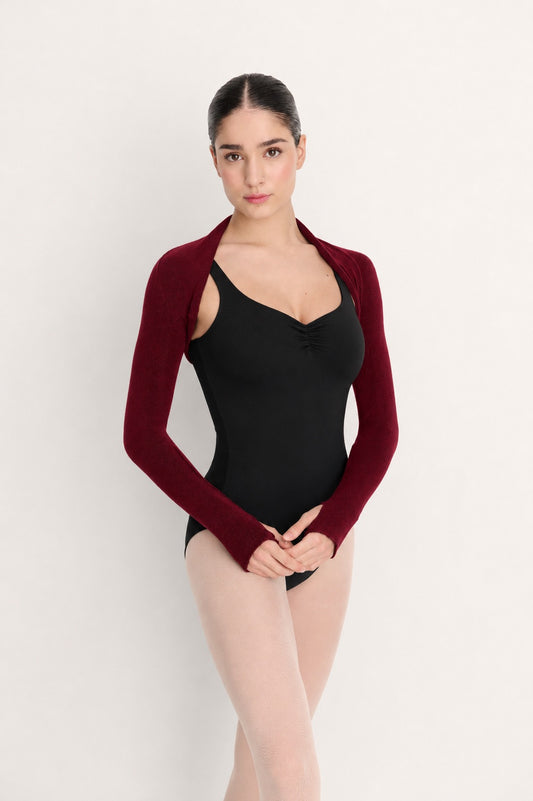 Intermezzo Darcy Knitted Warmup Shrug in Bamboo - Garnet