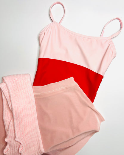 Colette Camisole Leotard - Rosewater Pink & Red