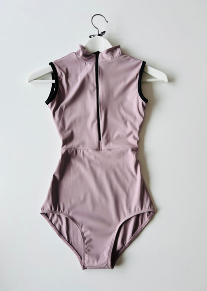 Zip up Leotard in pink with open back sold by The Collective Dancewear