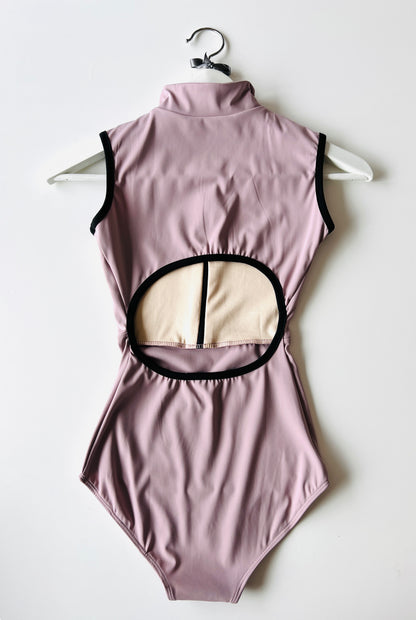 Zip up Leotard in pink with open back sold by The Collective Dancewear