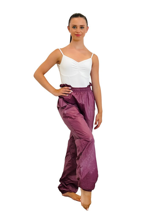 Purple Trash pants with frill From the Collective dancewear warmups