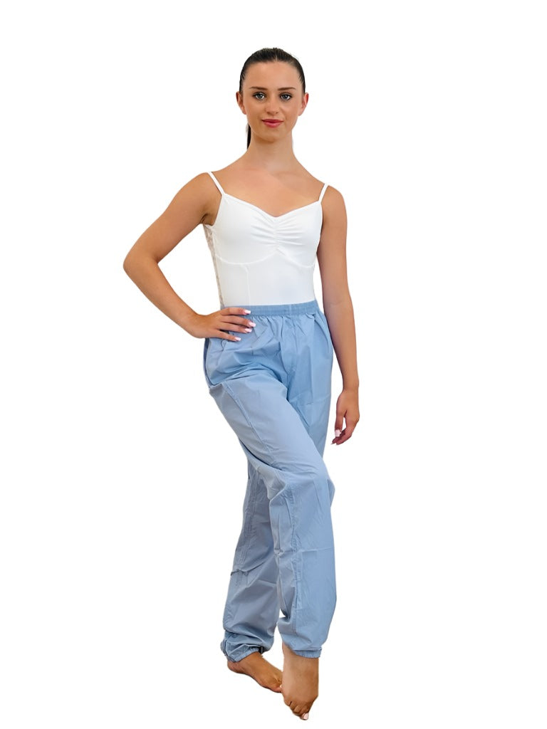 Sky Blue  trash pants / sauna pants / warmup pants for dancers from The Collective Dancewear