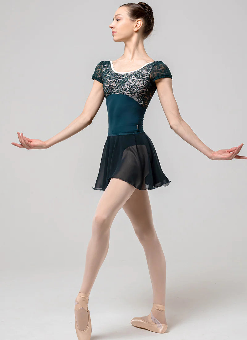 Alice Cap Sleeve Lace ballet leotard  leotard - Bottle Green from Olivine and sold by The Collective Dancewear 