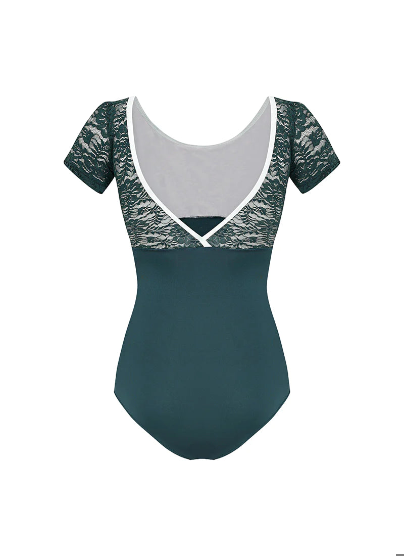 Alice Cap Sleeve Lace ballet leotard leotard - Bottle Green from Olivine and sold by The Collective Dancewear