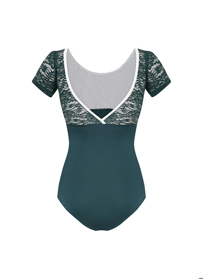 Alice Cap Sleeve Lace ballet leotard leotard - Bottle Green from Olivine and sold by The Collective Dancewear