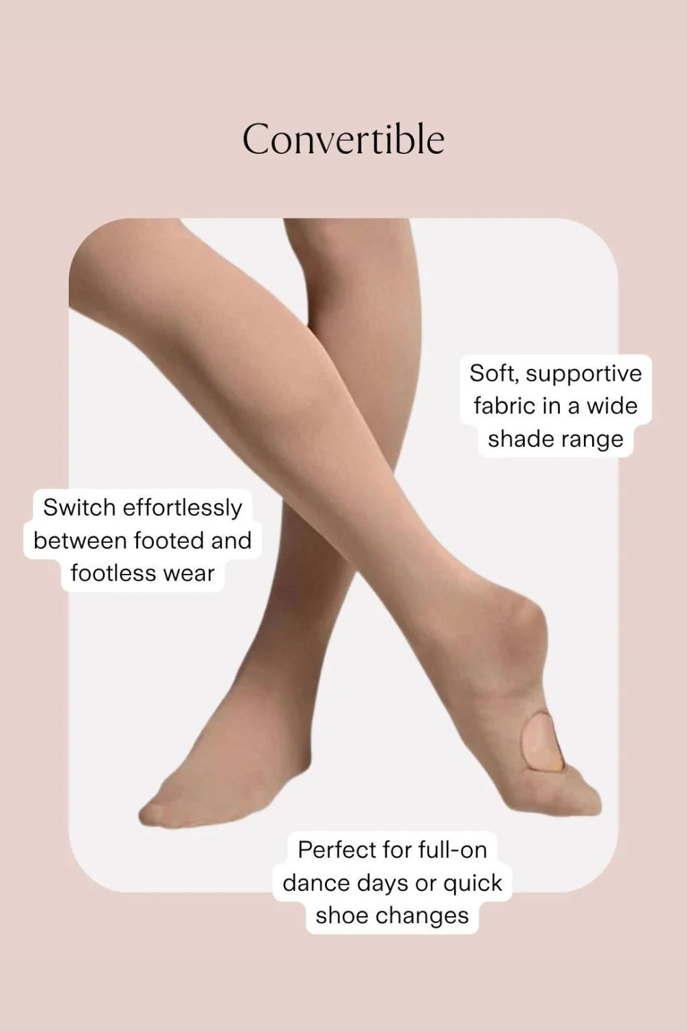 Bloch Convertible Tights - Ballet Pink